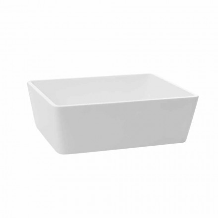 Witte massief aanrecht badkamer wastafel met verborgen afvoer - Sider Viadurini