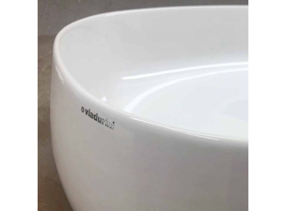 Ovale aanrecht badkamer wastafel in gekleurd keramiek gemaakt in Italië - ketting Viadurini