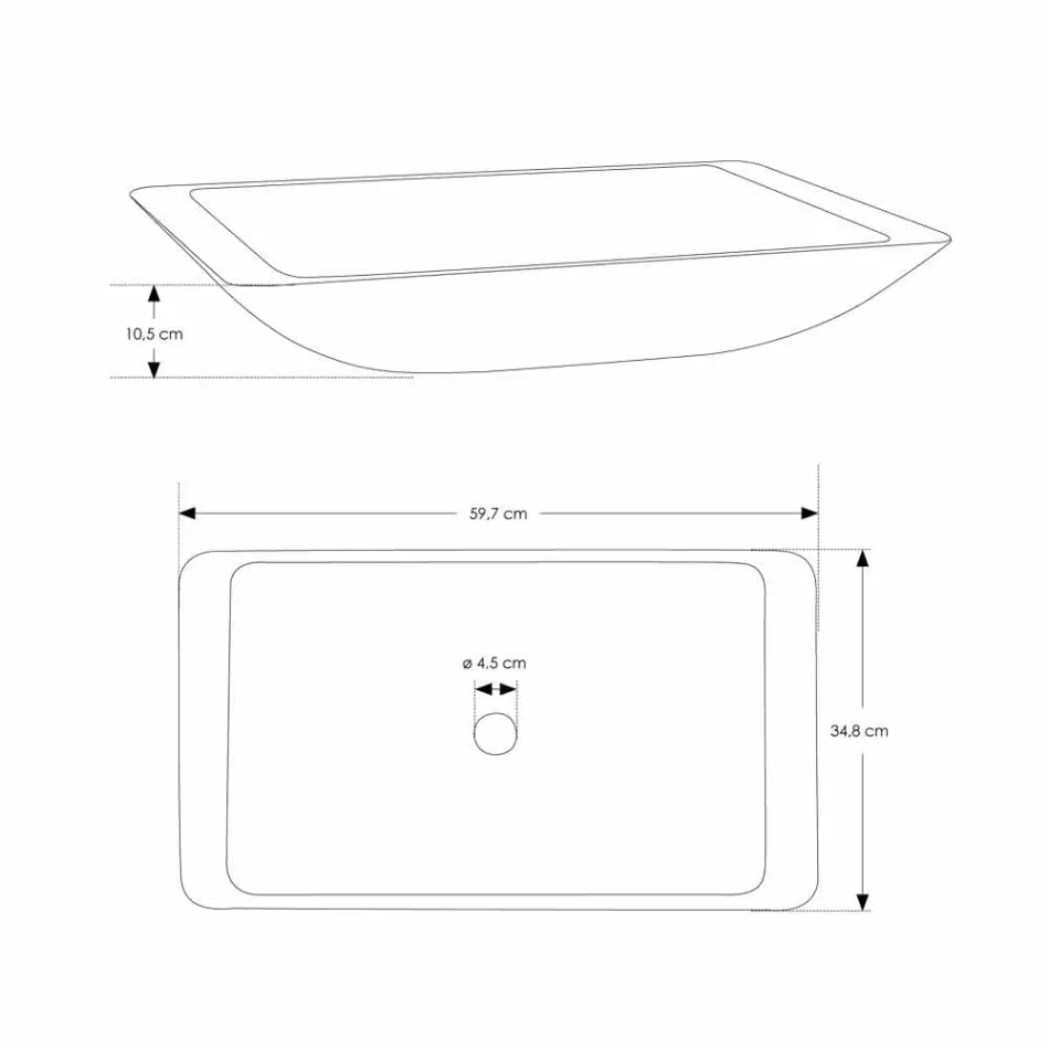 Rechthoekige wastafel in wit massief oppervlak - Albertina Viadurini