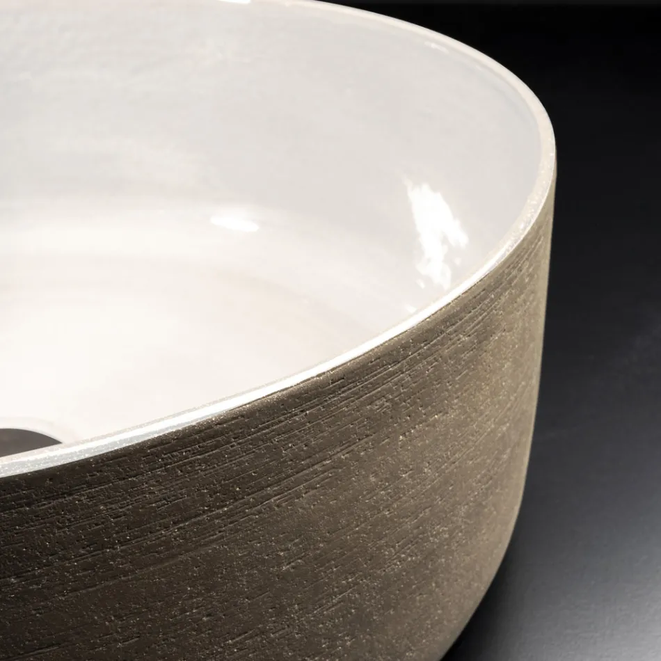 Witte design badkamer wastafel in vuurvaste klei Made in Italy - Tatiana Viadurini