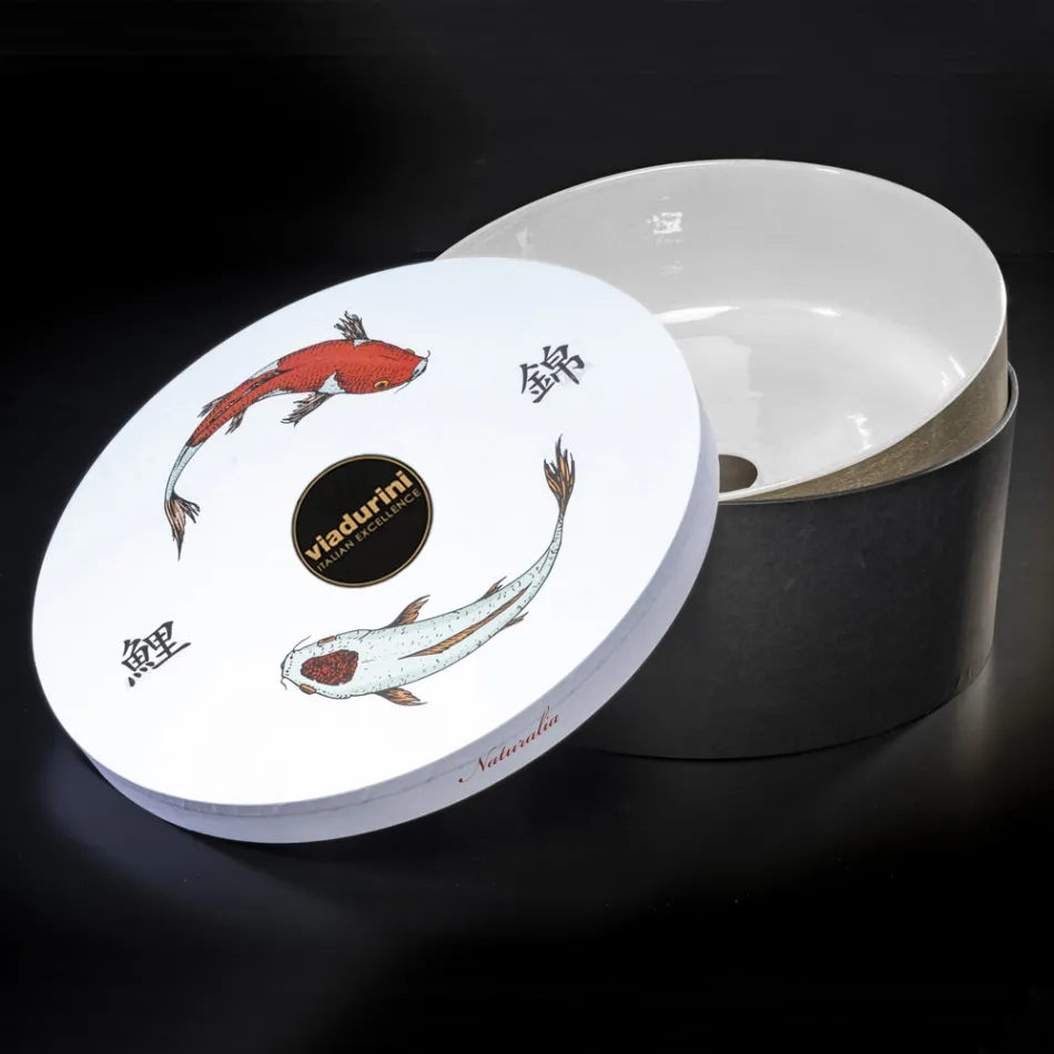 Witte design badkamer wastafel in vuurvaste klei Made in Italy - Tatiana Viadurini