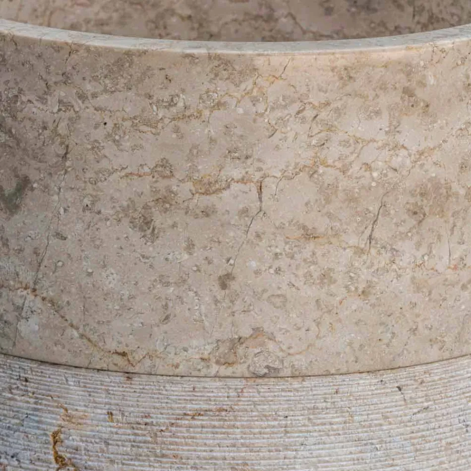 Vrijstaande badkamer wastafel in marmer ivoor afwerking cilindrische vorm - Cremino Viadurini