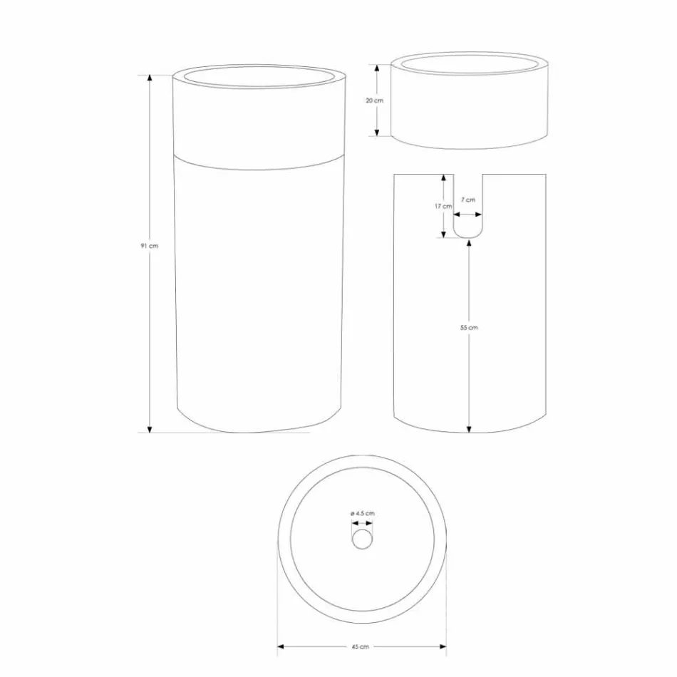 Vrijstaande badkamer wastafel in marmer ivoor afwerking cilindrische vorm - Cremino Viadurini