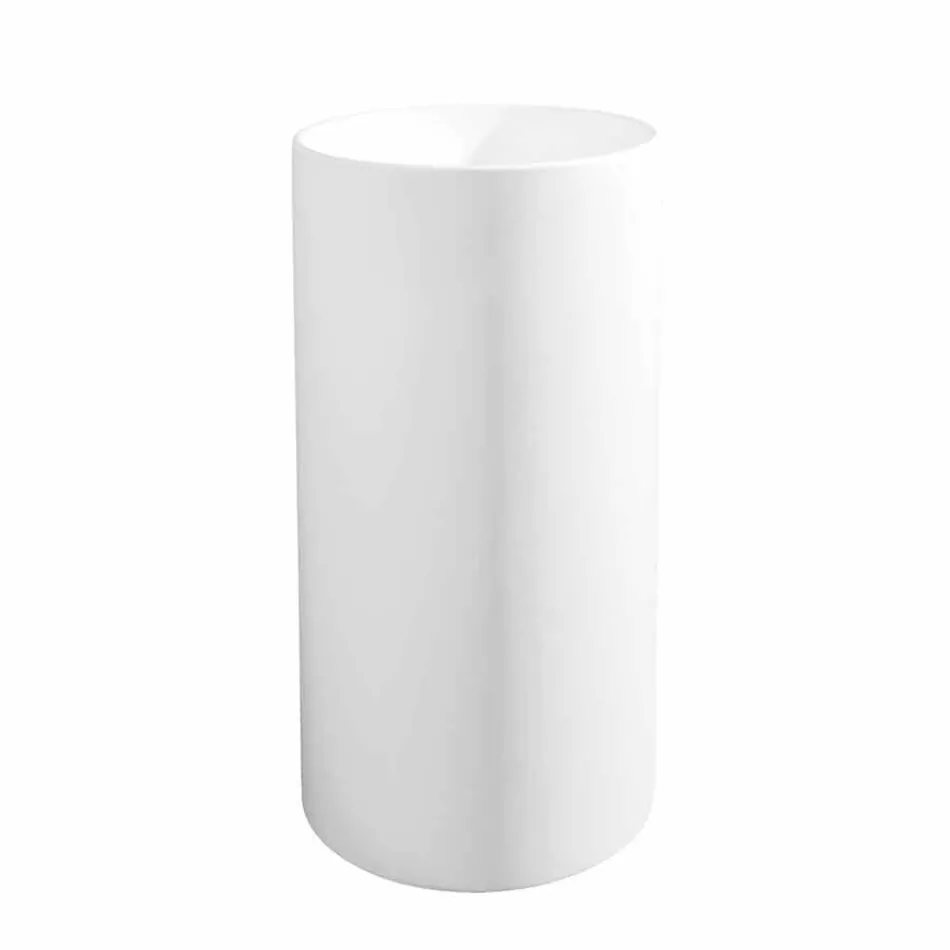 Vrijstaande badkamerwastafel in witte hars met cilindrische vorm - Libertine Viadurini