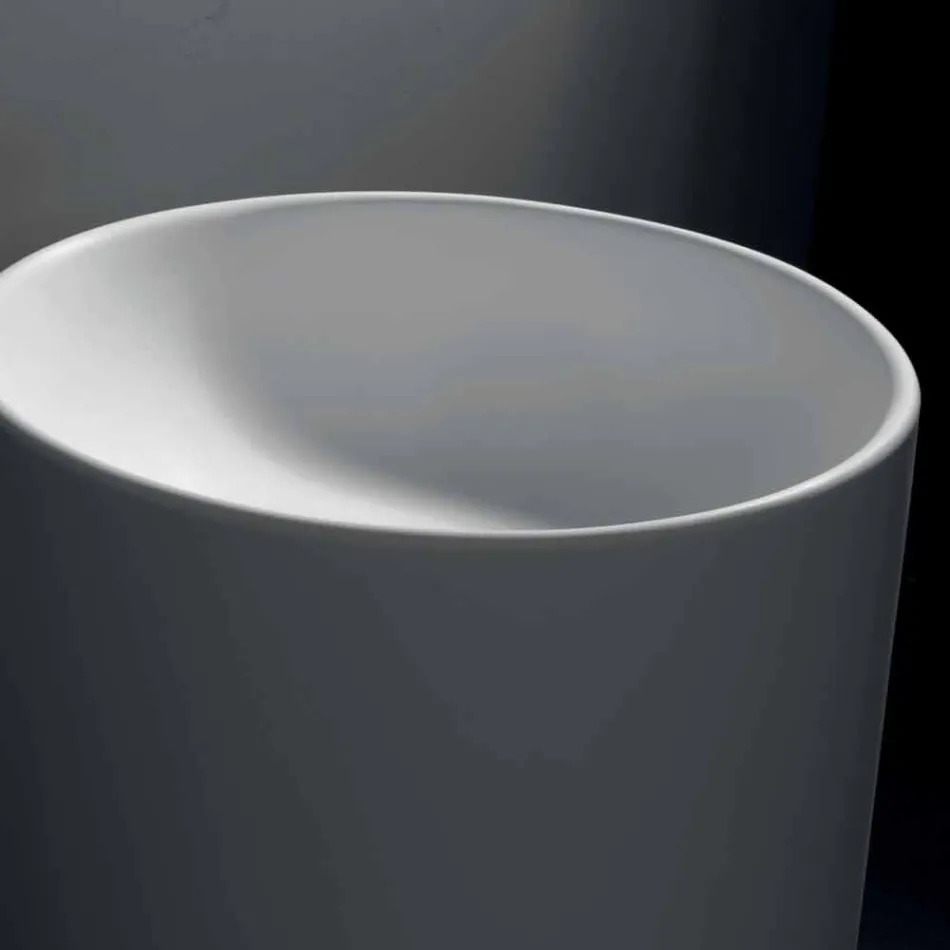 Vrijstaande badkamerwastafel in witte hars met cilindrische vorm - Libertine Viadurini