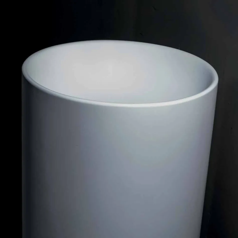 Vrijstaande badkamerwastafel in witte hars met cilindrische vorm - Libertine Viadurini