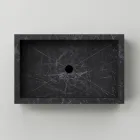 Badkamerwastafel in porseleinen aardewerk met marmereffect Made in Italy - Ludmilla Viadurini