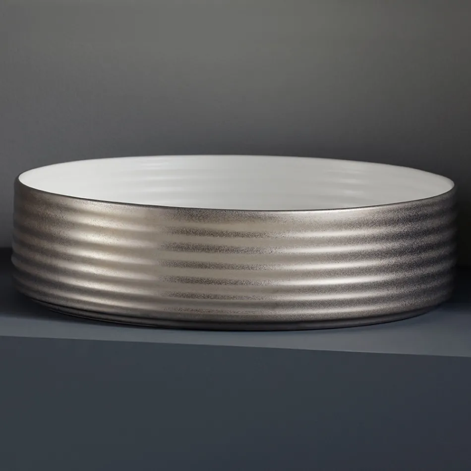 Badkamergootsteen van handgedraaid porselein Made in Italy - Darts Viadurini