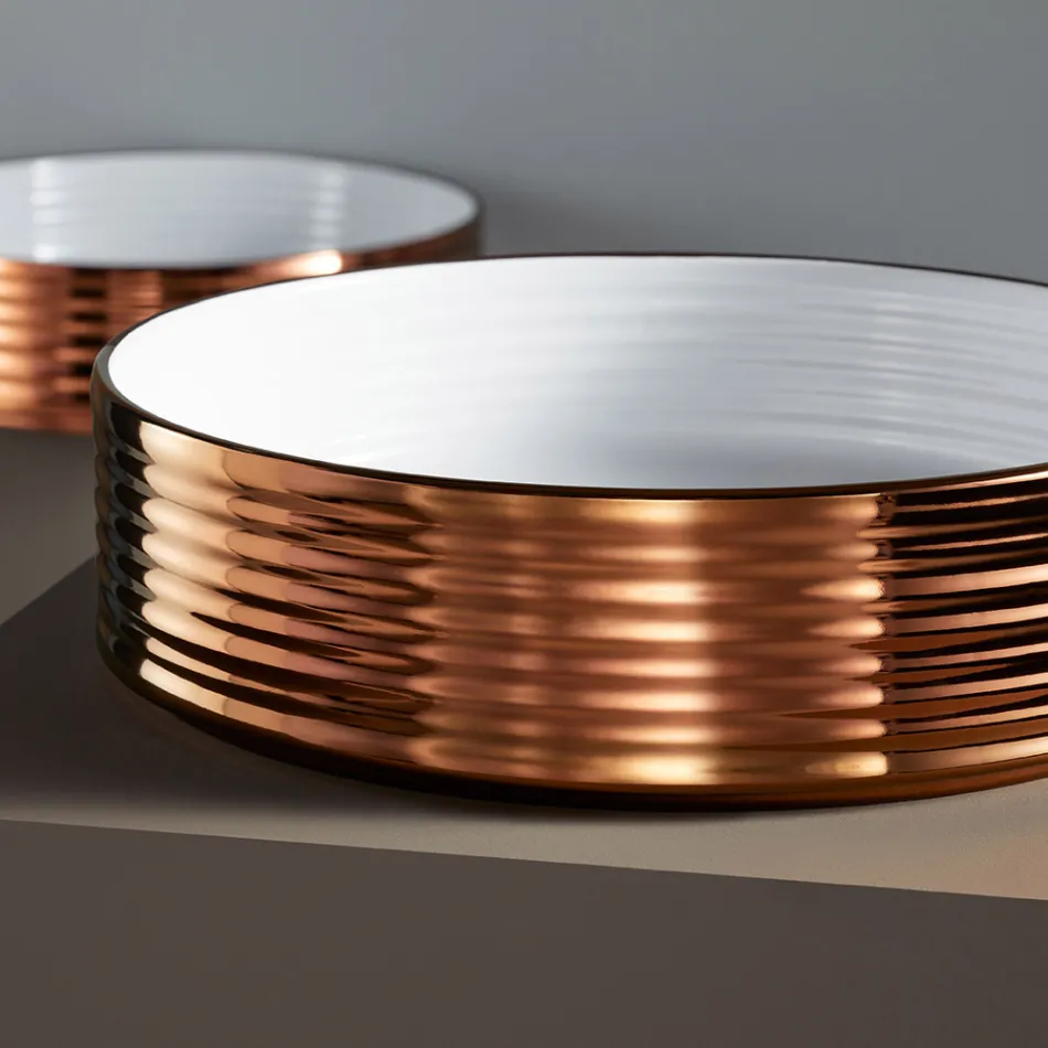 Badkamergootsteen van handgedraaid porselein Made in Italy - Darts Viadurini