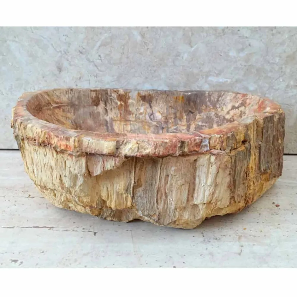 Staande wastafel van fossiel hout, uniek ontwerp Viadurini