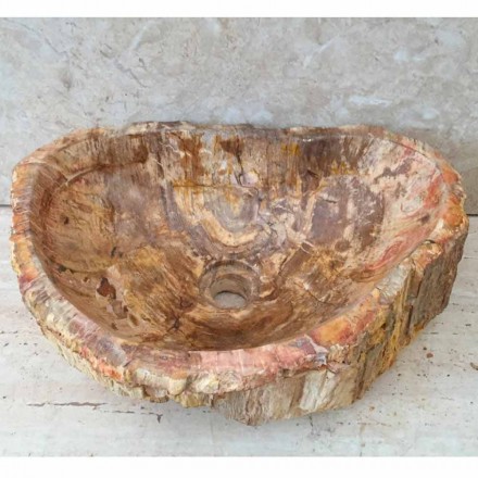 Staande wastafel van fossiel hout, uniek ontwerp Viadurini