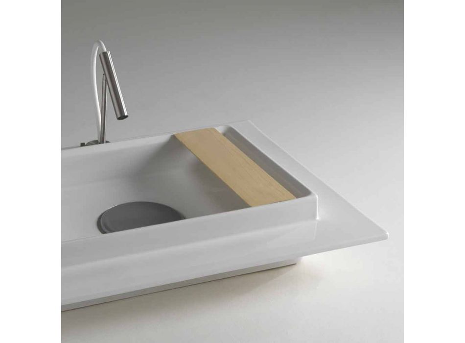 Wastafel rechthoekige keramische badkamer modern design Fred Viadurini