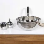 Ronde wastafel in gehamerd chroommessing - Diamond Viadurini