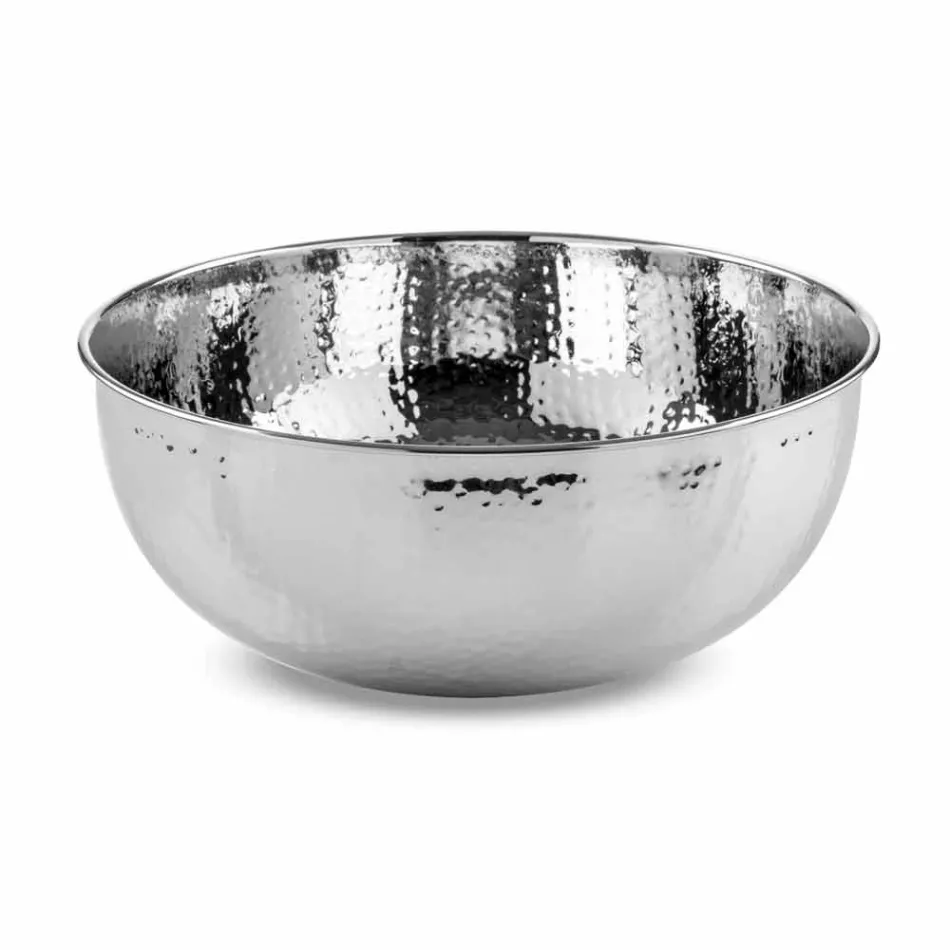 Ronde wastafel in gehamerd chroommessing - Diamond Viadurini