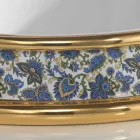 Semi-verzonken badkamer gootsteen in vuur klei en goud gemaakt in Italië, Manilo Viadurini