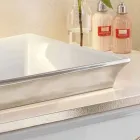 Semi-verzonken badkamer gootsteen in vuur klei en platina gemaakt in Italië, Guido Viadurini