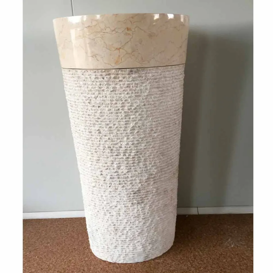 Witte designwastafel Siro in natuursteen, uniek stuk Viadurini