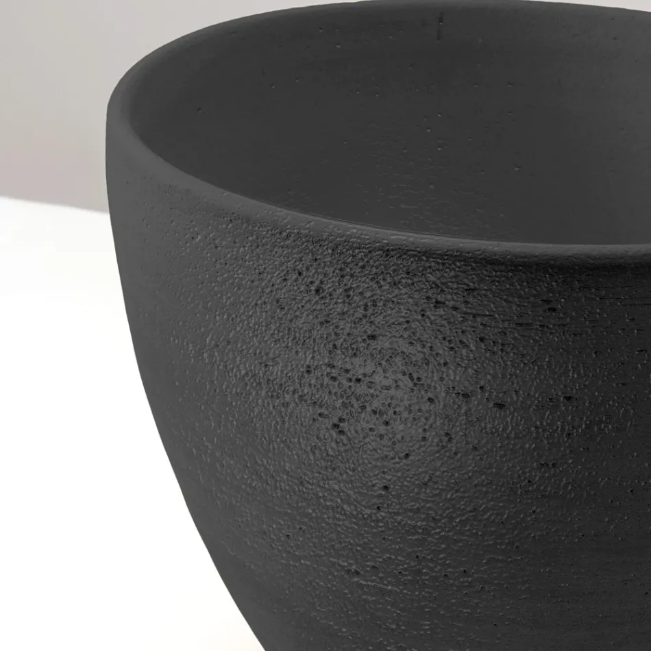 Conische aanrechtspoelbak van handgedraaid vuurklei - Orbite Viadurini