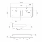 Klassieke dubbele keramische wasbak gemaakt in Italië, Swami Viadurini