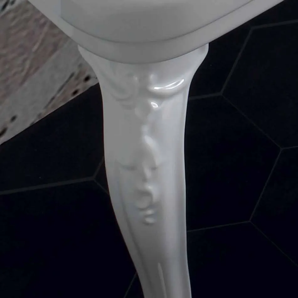 Consolewastafel in wit keramiek van klassiek Italiaans design, Swami Viadurini