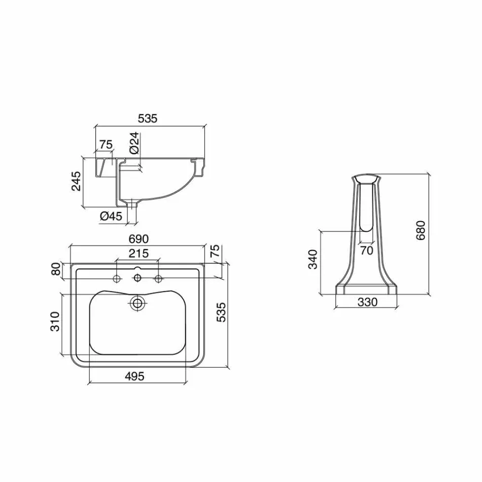 Console wasbak op vintage kolom in keramiek Made in Italy - Marwa Viadurini