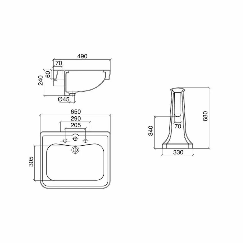 Console wasbak op vintage kolom in keramiek Made in Italy - Marwa Viadurini