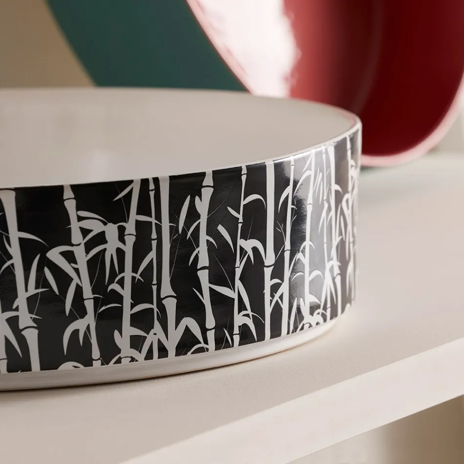 Aanrechtwastafel voor de badkamer van porselein, gemaakt in Italië - Envelop Viadurini