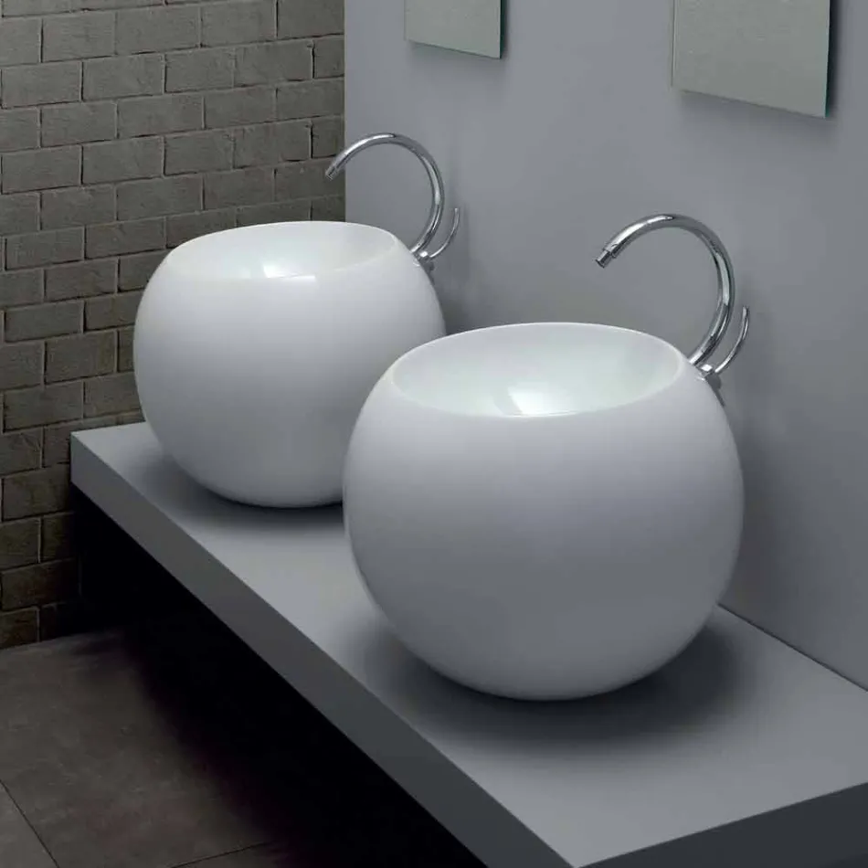 Bolvormige wastafel in gekleurde keramische tegels Viadurini