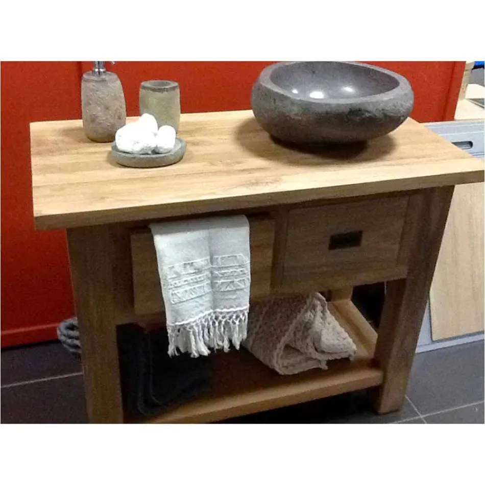 Artisan aanrecht wastafel in modern rivier natuursteen - Aurea Viadurini
