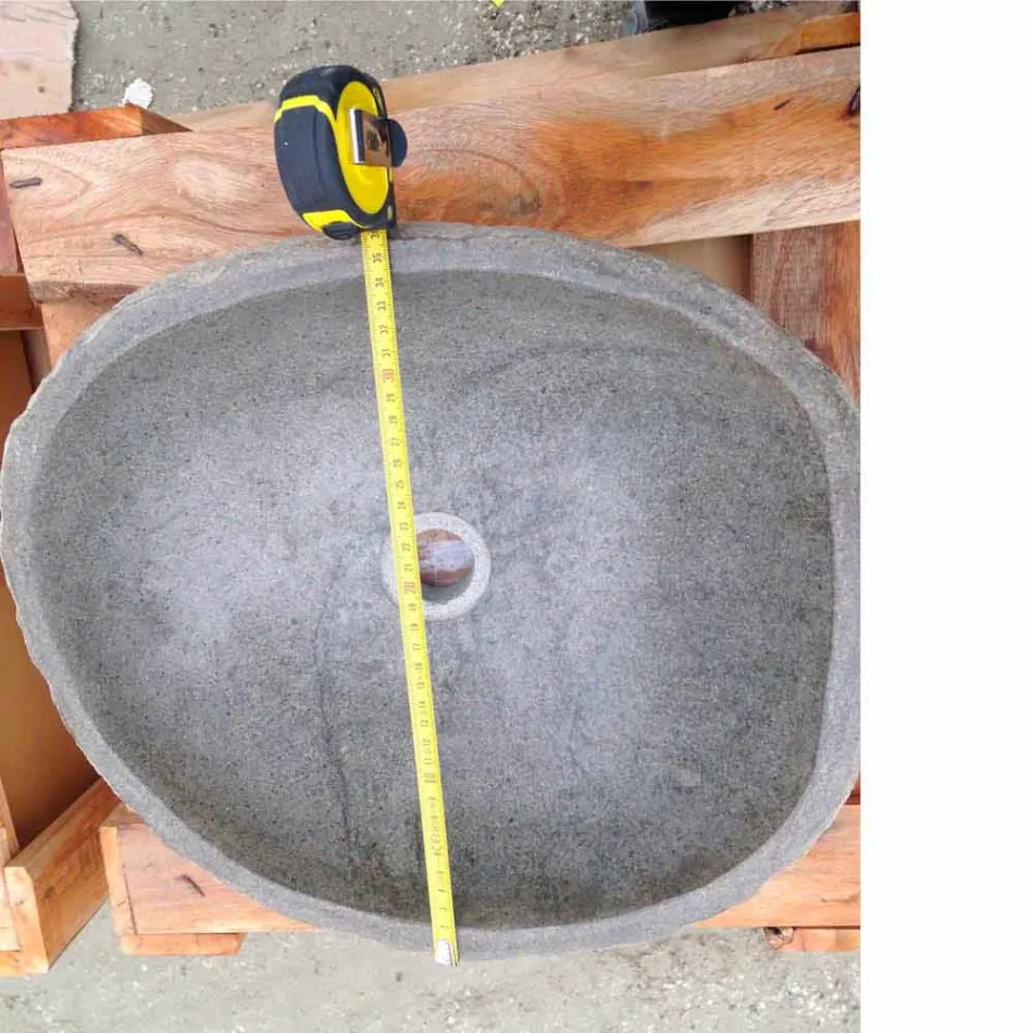 Artisan aanrecht wastafel in modern rivier natuursteen - Aurea Viadurini