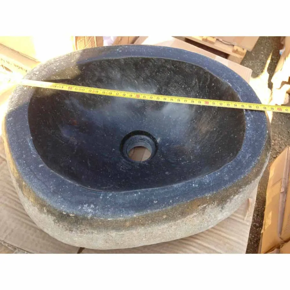 Artisan aanrecht wastafel in modern rivier natuursteen - Aurea Viadurini