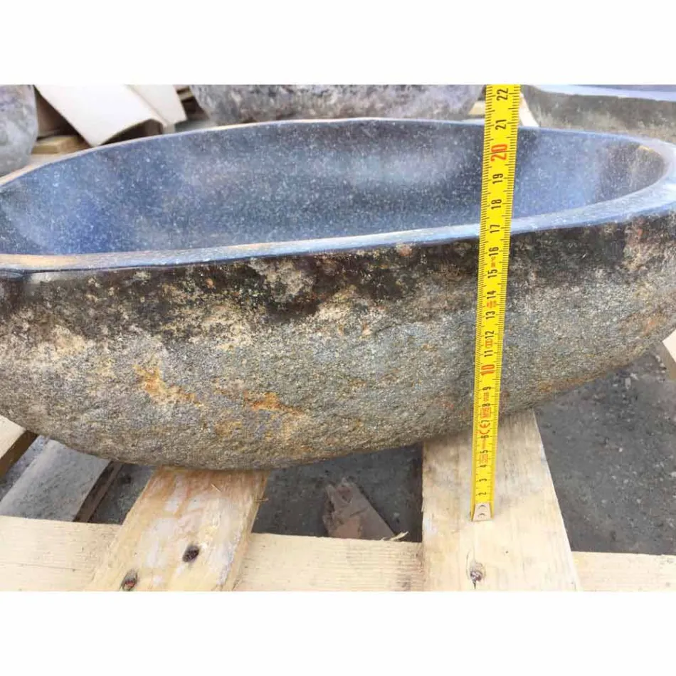 Artisan aanrecht wastafel in modern rivier natuursteen - Aurea Viadurini