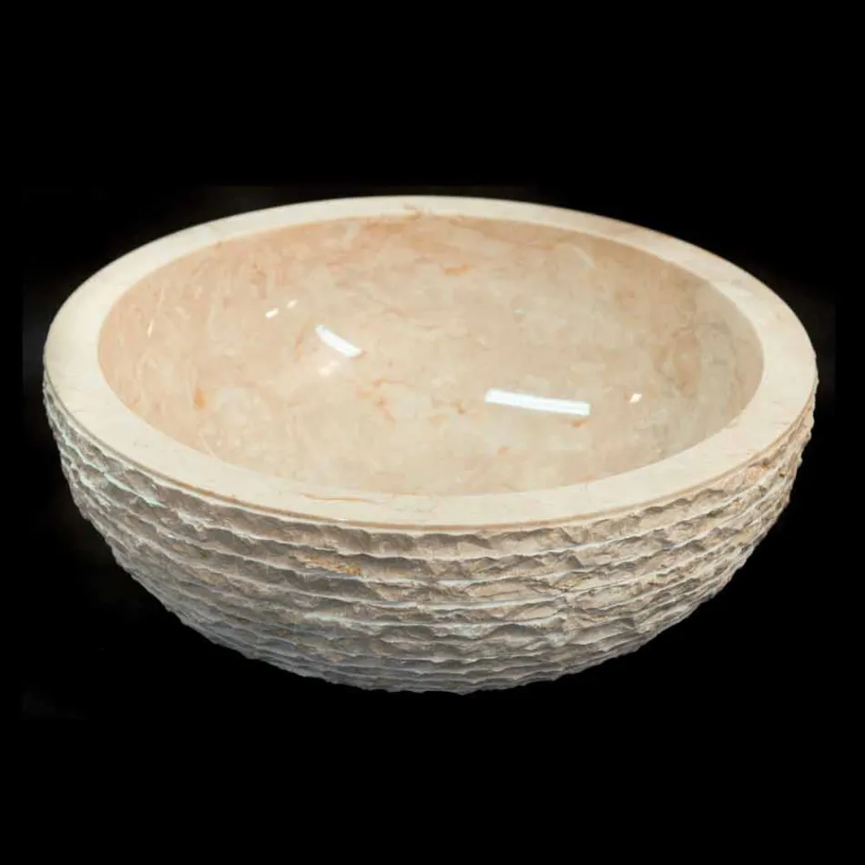 Witte aanrechtwastafel gemaakt van natuurlijke Finn steen, uniek stuk Viadurini