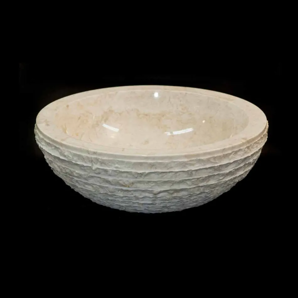 Witte aanrechtwastafel gemaakt van natuurlijke Finn steen, uniek stuk Viadurini