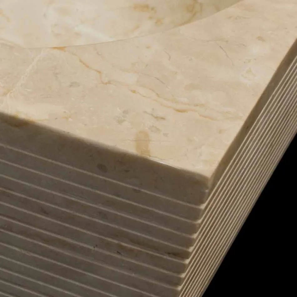 Witte aanrechtwastafel in natuursteen, uniek stuk, Zor Viadurini