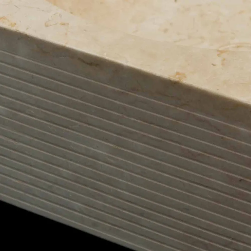 Witte aanrechtwastafel in natuursteen, uniek stuk, Zor Viadurini