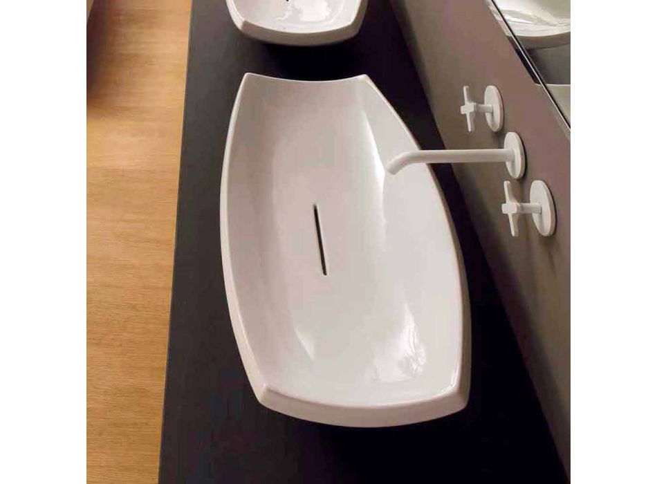 Witte keramische wastafel met modern design gemaakt in Italië Laura Viadurini