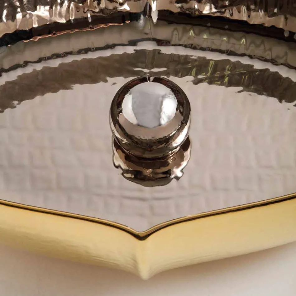 Countertop keramische en gouden aanrecht wastafel gemaakt in Italië Oscar ontwerp Viadurini