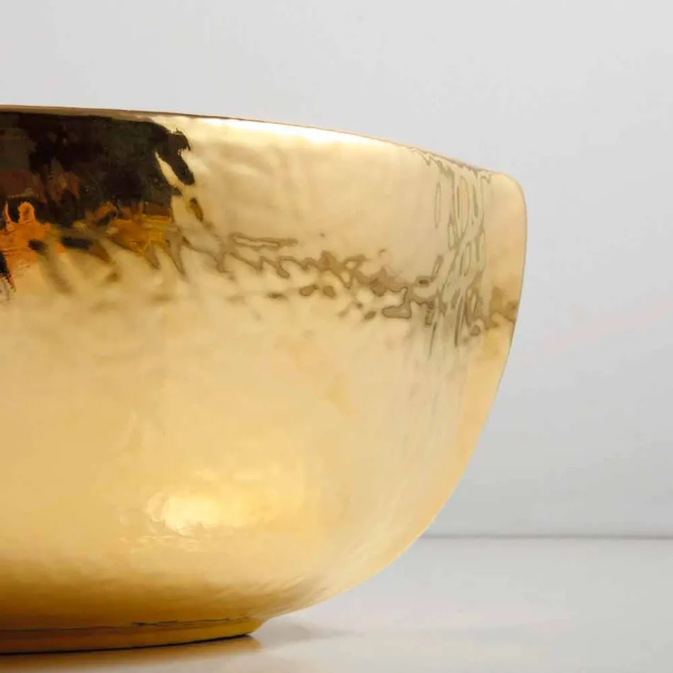 Countertop keramische en gouden aanrecht wastafel gemaakt in Italië Oscar ontwerp Viadurini