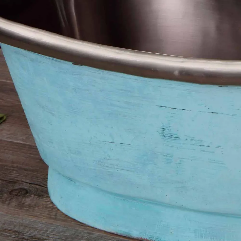 Wastafel met finish in wit ijzer en kopergroen Cala Viadurini