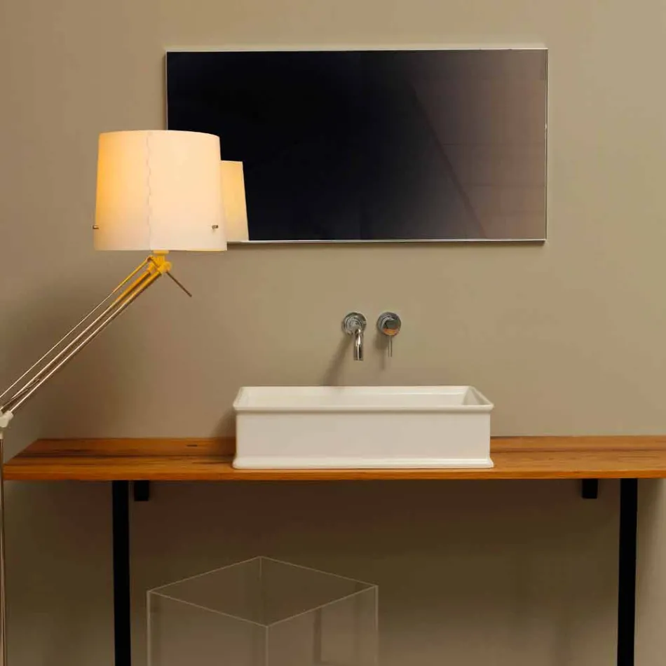 Aanrecht wastafel met een neoklassieke keramische ontwerp gemaakt in Italië Debora Viadurini