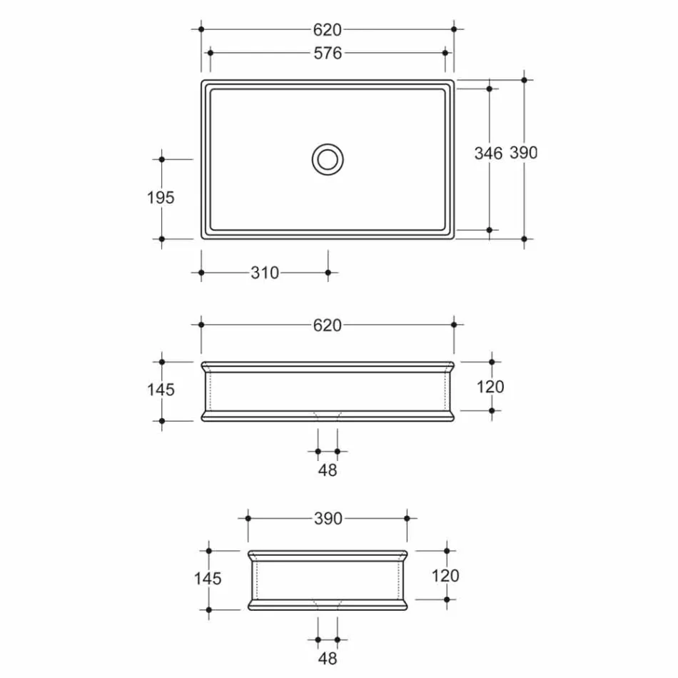 Aanrecht wastafel met een neoklassieke keramische ontwerp gemaakt in Italië Debora Viadurini
