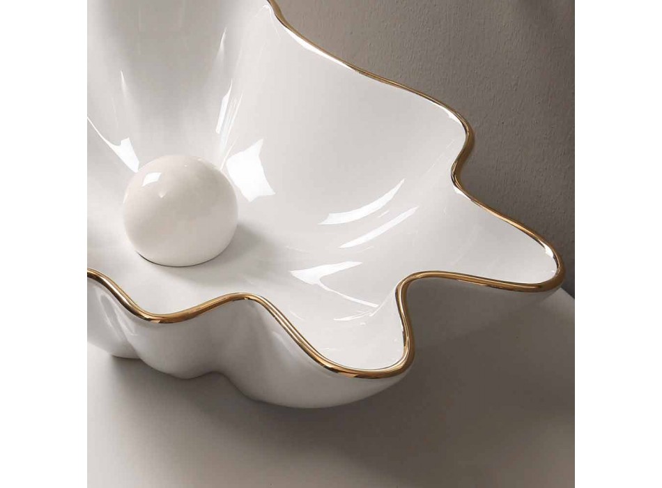 Aanrecht design keramische witgouden wastafel gemaakt in Italië Rayan Viadurini
