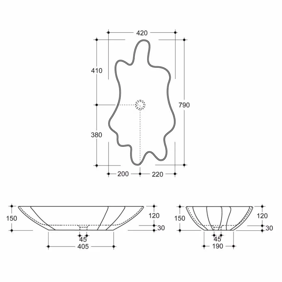 Aanrecht design keramische witgouden wastafel gemaakt in Italië Rayan Viadurini