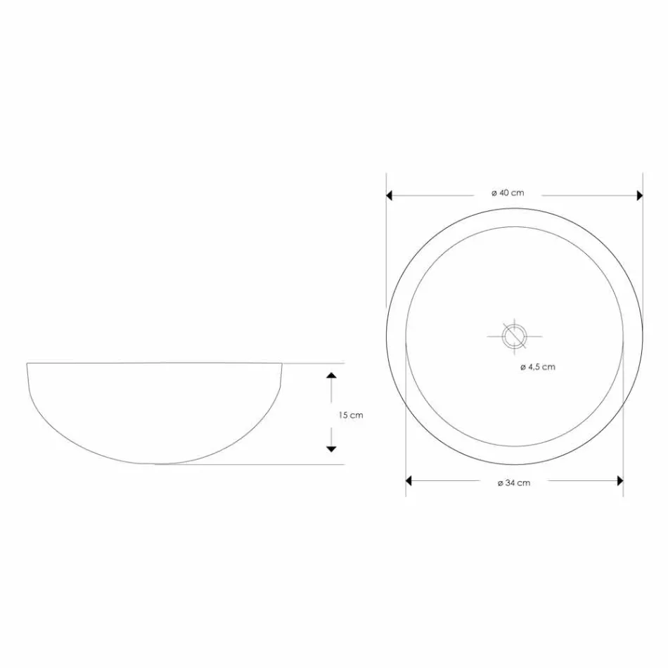 Ronde design aanrechtwastafel in met de hand bewerkt zwart marmer - linnen Viadurini