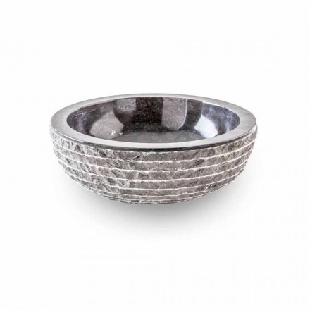 Ronde design aanrechtwastafel in met de hand bewerkt zwart marmer - linnen Viadurini