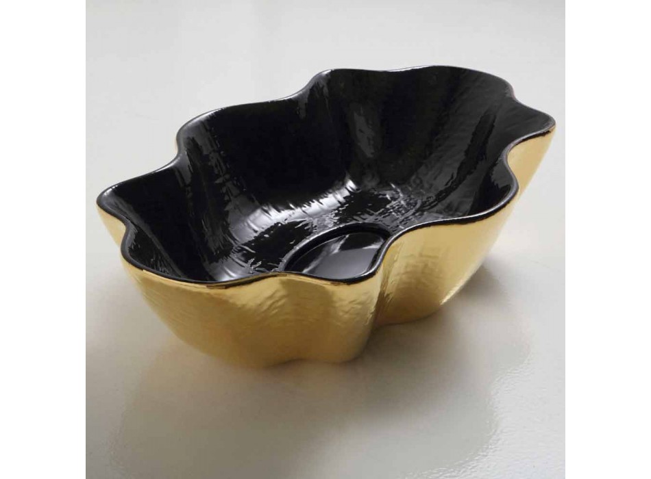 Aanrecht wasbak in zwart en goud keramiek ontwerp gemaakt in Italië Cubo Viadurini