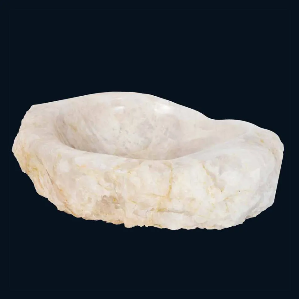 Wastafel kwartskristal ontwerp ondersteuning Iva, handgemaakte Viadurini