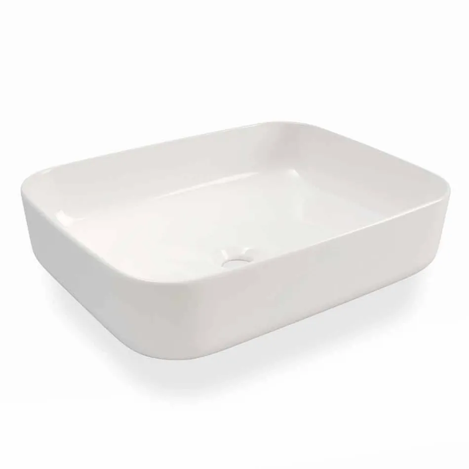 Modern design aanrecht wastafel in wit keramiek Made in Italy - Turku Viadurini