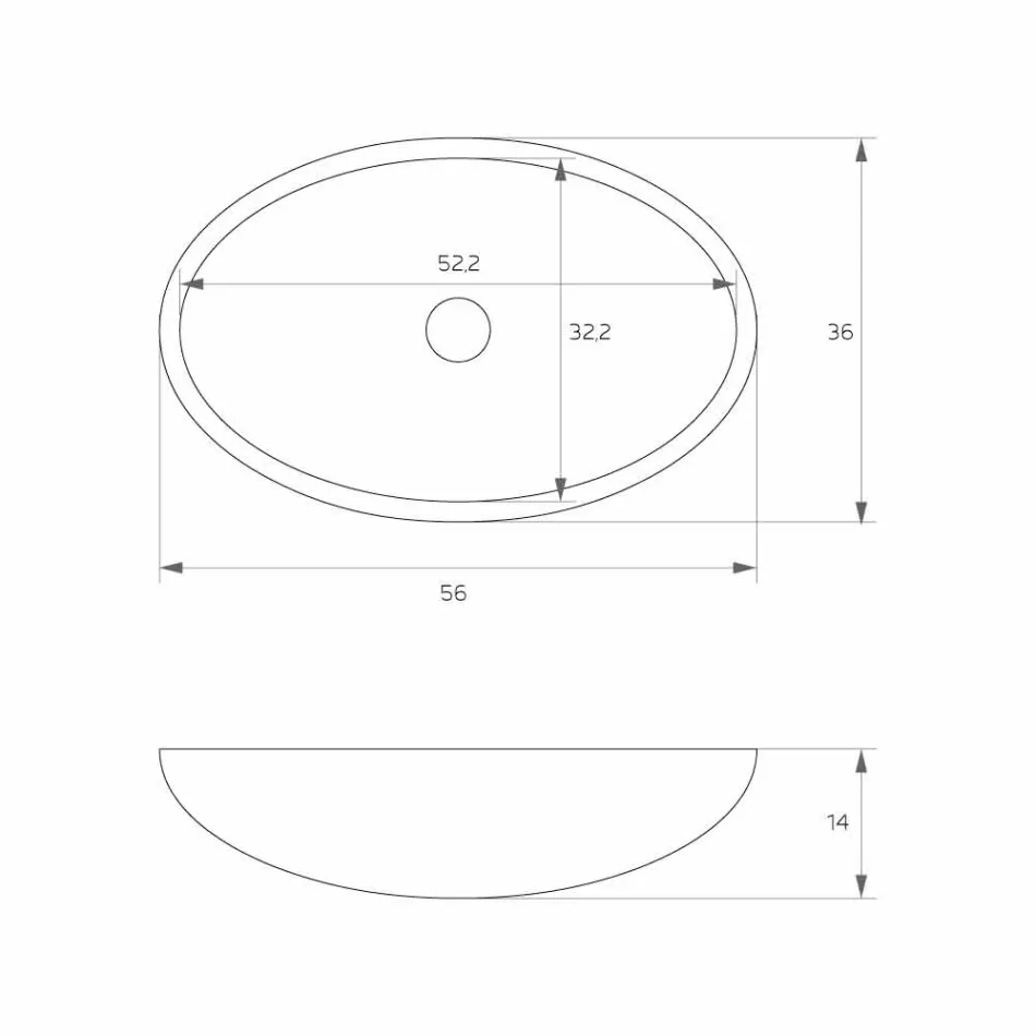 Ovale vrijstaande aanrecht wastafel geproduceerd in Italië, Frascati Viadurini